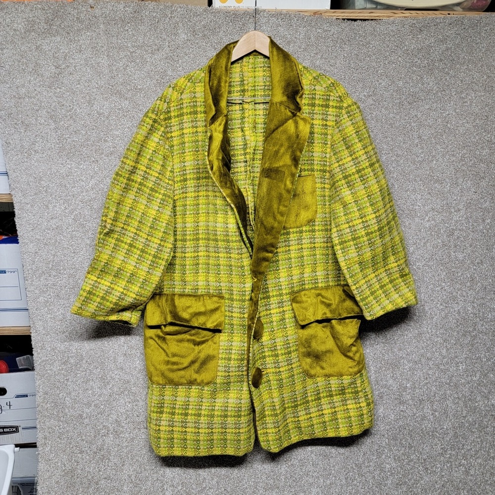Vintage‎ Handmade Berber Carpet Mandarin Collar Tapestry Coat OOAK